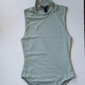 Forever 21 Sleeveless Turtleneck Green Bodysuit Size S